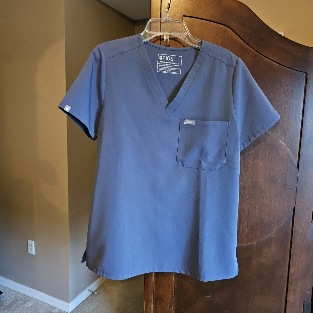 Figs Space Navy Scrub Top